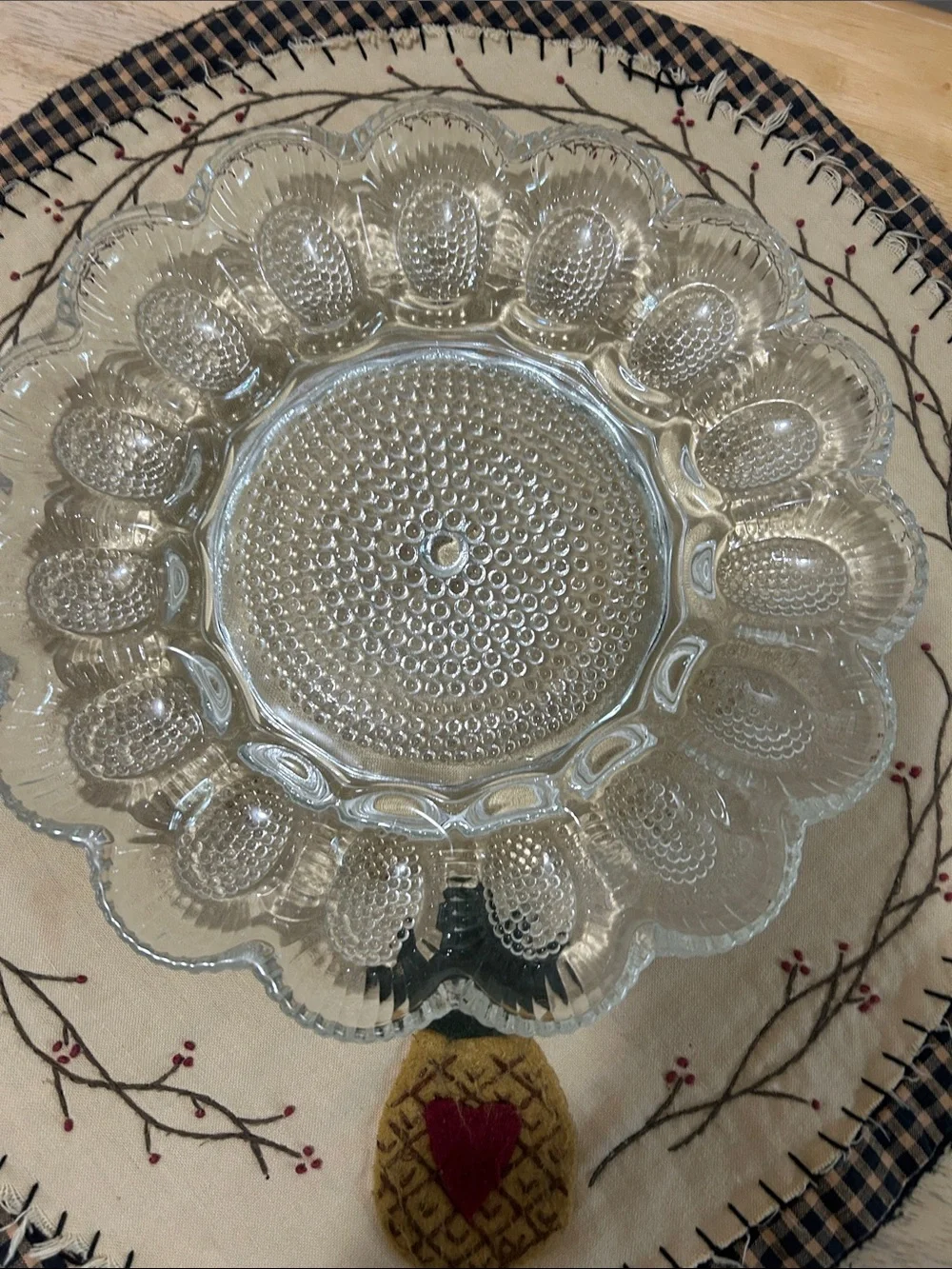 Indiana Glass Clear Glass Deviled Egg Platter - Textured Petal Design